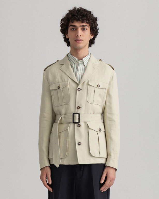 Blazere Barbati Gant Belted Safari Bej | NK7GPgCwkmr