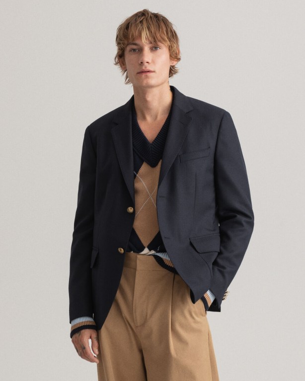 Blazere Barbati Gant Club Albastri | KEUG23vj1T3