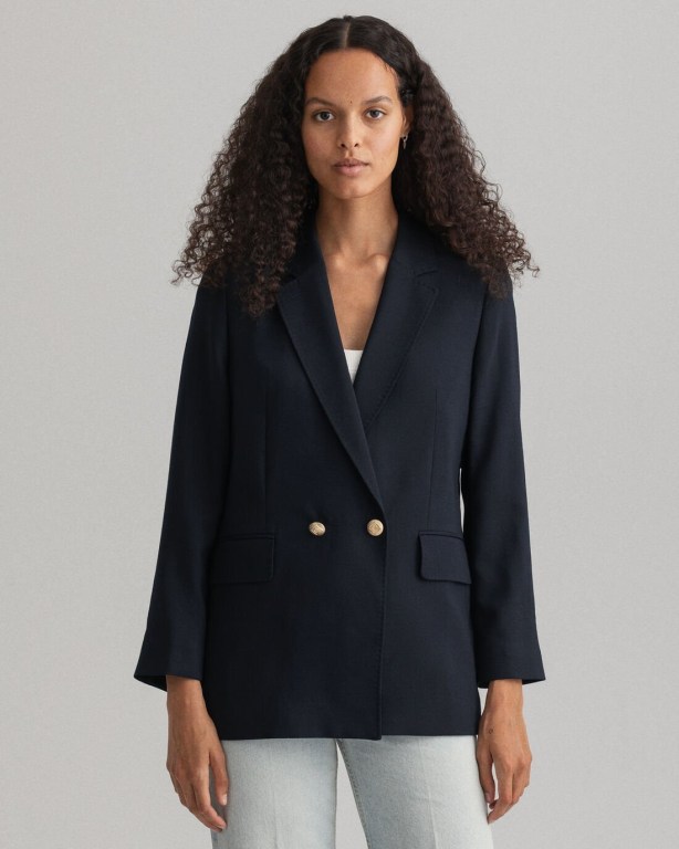 Blazere Dama Gant Straight Fit Club Albastri | oqh1QFuwNvL