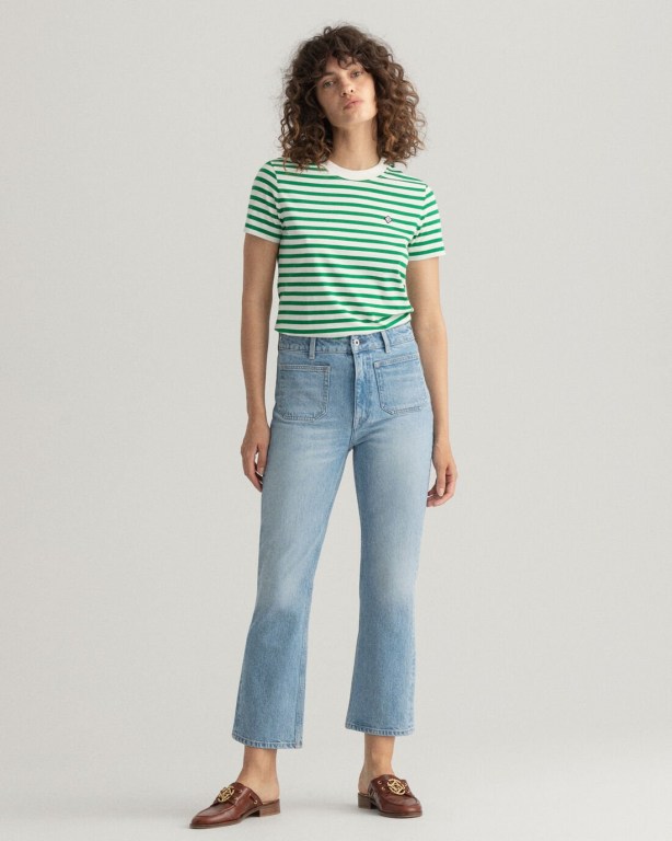 Blugi Dama Gant Cropped Flared Albastri Deschis | fUIaTmzXyNR