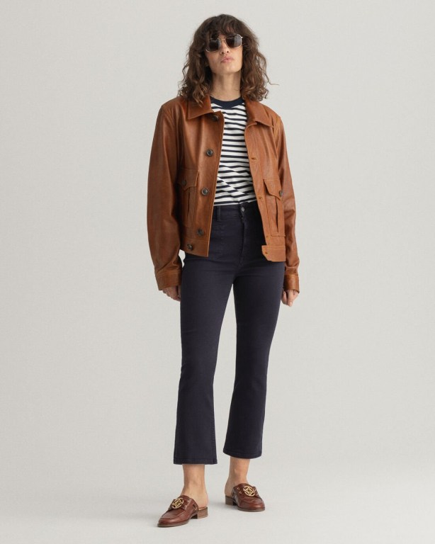 Blugi Dama Gant Cropped Flared Color Albastri | uLSB2rwyg53
