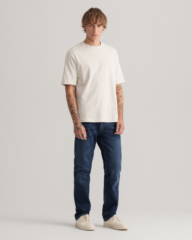 Blugi Slim Barbati Gant Arley Regular Albastri Inchis | UGfu5V0u3AB