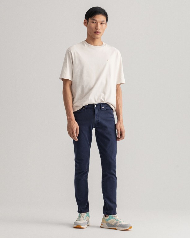Blugi Slim Barbati Gant Maxen Extra Slim Fit Active-Recover Color Albastri Inchis | 7kdRoMBxOgZ