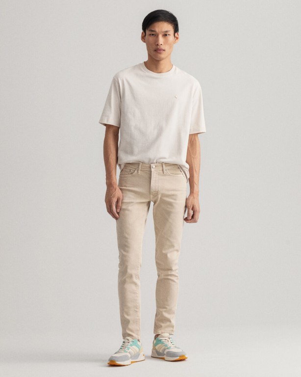 Blugi Slim Barbati Gant Maxen Extra Slim Fit Active-Recover Color Galbeni Deschis | BelKligBeSg
