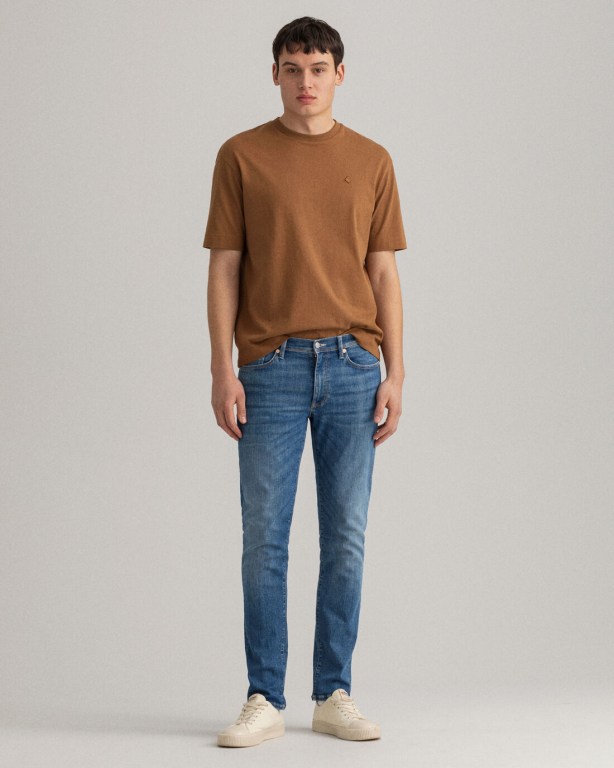 Blugi Slim Barbati Gant Maxen Extra Slim Fit Active-Recover Albastri | T2SIrUbDXq6