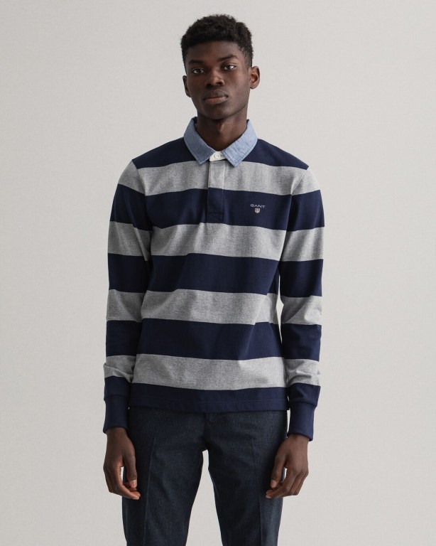 Camasa Barbati Gant Original Barstripe Heavy Gri | FgFqIDSE9zm