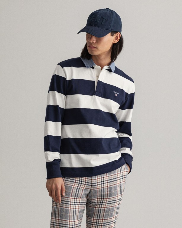 Camasa Barbati Gant Original Barstripe Heavy Albi | VbJ6a69XOEd