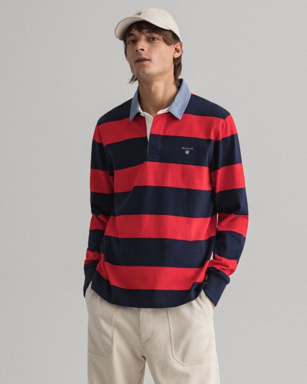 Camasa Barbati Gant Original Barstripe Heavy Rosii Deschis | qHEfrTJYkJJ