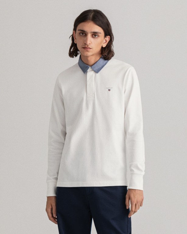 Camasa Barbati Gant Original Heavy Albi | hKWLUjQBUFv