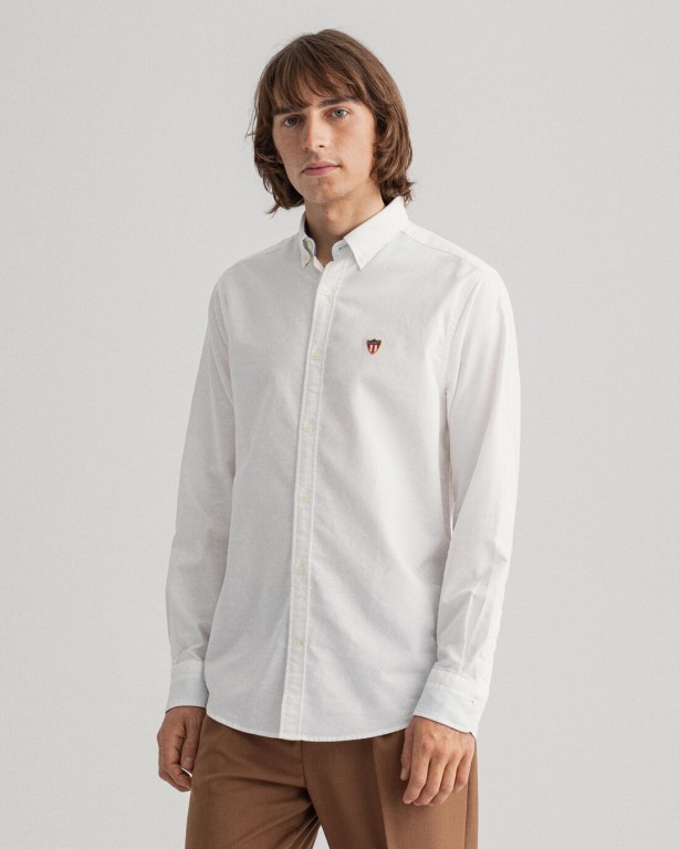 Camasa Barbati Gant Regular Fit Banner Shield Oxford Albi | IkJThYdb5LM