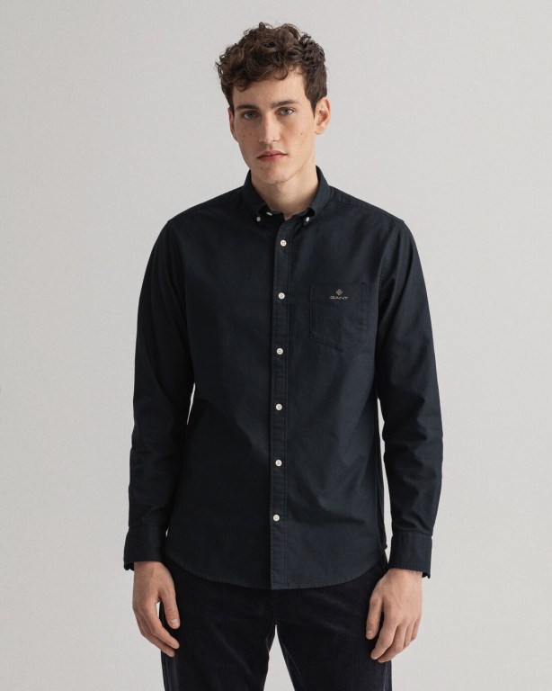 Camasa Barbati Gant Regular Fit Beefy Oxford Negrii | XDMN1CJWLqB