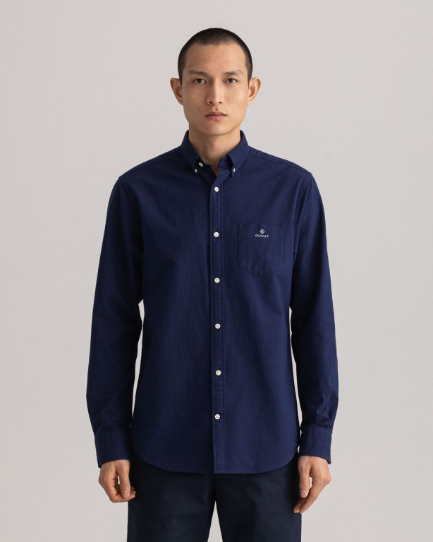 Camasa Barbati Gant Regular Fit Beefy Oxford Albastri | dz4H4MZU2f9