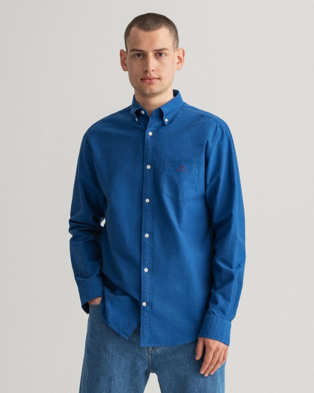 Camasa Barbati Gant Regular Fit Beefy Oxford Albastri | hKd9nFPLK9t