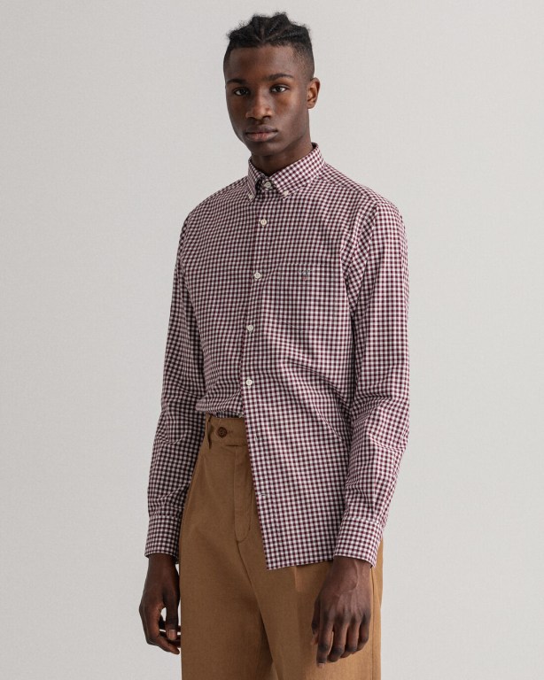 Camasa Barbati Gant Regular Fit Broadcloth Gingham Rosii | xuDtWyJPjTn