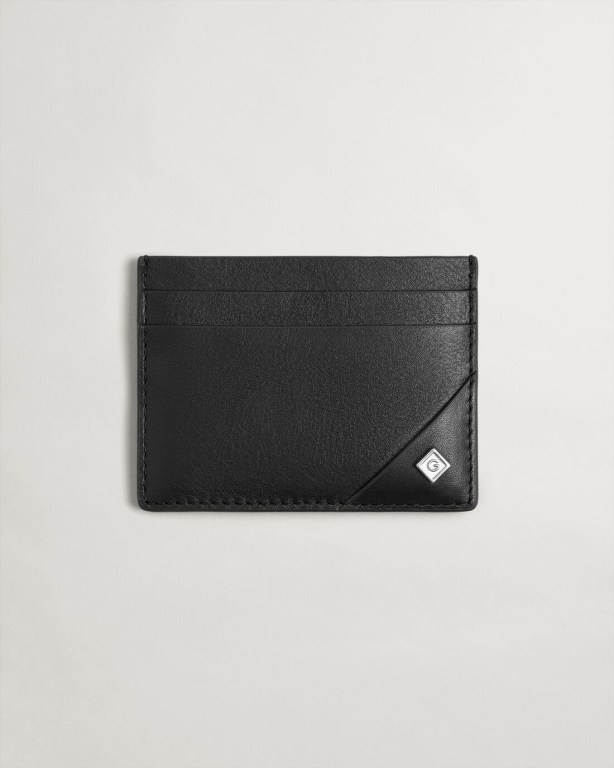 Genti Barbati Gant Piele Cardholder Negrii | 4vh1HOp00nd