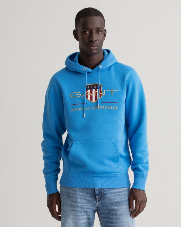 Hanorac Cu Gluga Barbati Gant Archive Shield Albastri | S0wrgL3M4mi