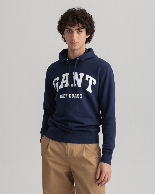Hanorac Cu Gluga Barbati Gant Logo Albastri | BMAtldYCF0u