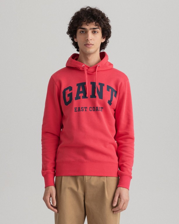 Hanorac Cu Gluga Barbati Gant Logo Roz | 5eUJHRSh2tu