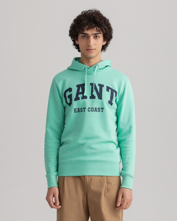 Hanorac Cu Gluga Barbati Gant Logo Verde Menta | uyvbECm0eGl