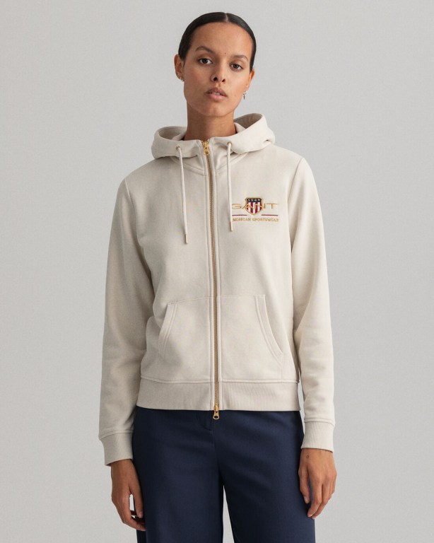 Hanorac Cu Gluga Dama Gant Archive Shield Full-Zip Albi | D3pL8KwsRtN