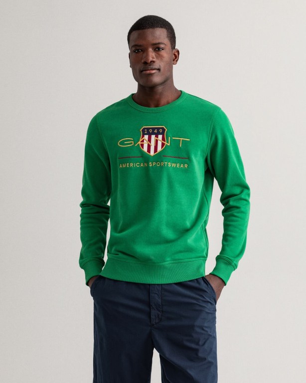 Hanorace Barbati Gant Archive Shield Crew Neck Pulovere Verzi | lJsmDluRqA2