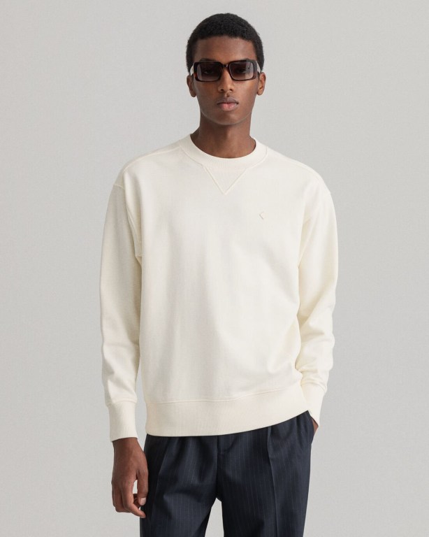 Hanorace Barbati Gant Icon G Essential Crew Neck Albi | TdmcjJidM2F