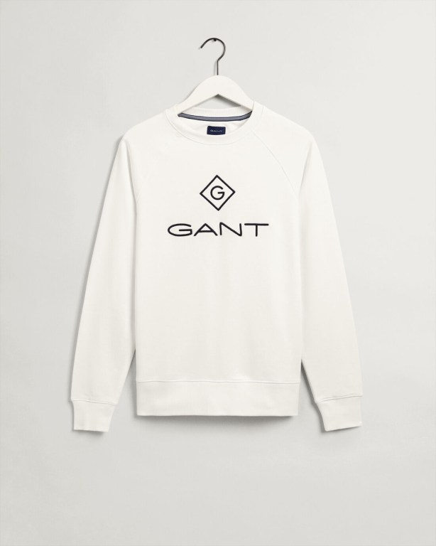 Hanorace Barbati Gant Logo Crew Neck Albi | TlNPey5slsK