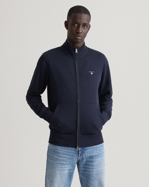 Hanorace Barbati Gant Original Full-Zip Cardigan Albastri | huoldK2QtMo