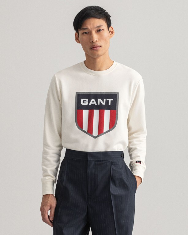 Hanorace Barbati Gant Retro Shield Crew Neck Albi | IyR4CexYKzz
