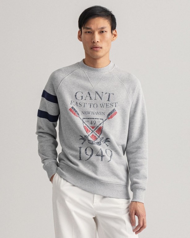 Hanorace Barbati Gant Rowing Crew Neck Gri Deschis | n4huBparOjz