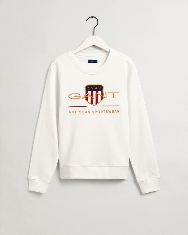 Hanorace Dama Gant Archive Shield Crew Neck Pulovere Albi | nCHbYDuyzDd