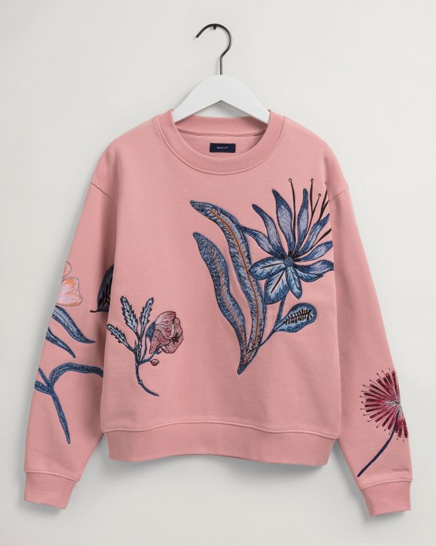Hanorace Dama Gant Flower Crew Neck Roz | D6mgAclWIgr
