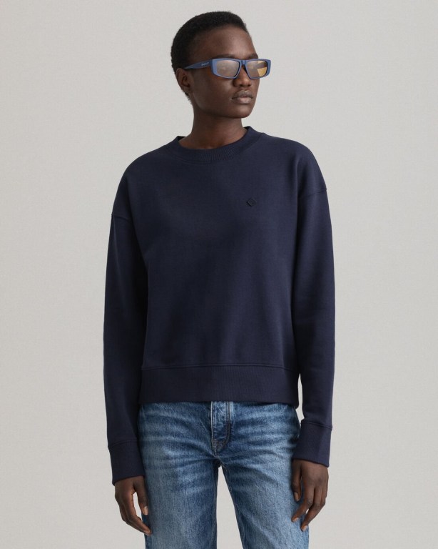 Hanorace Dama Gant Icon G Essential Crew Neck Albastri | RLAZTfEuR6a