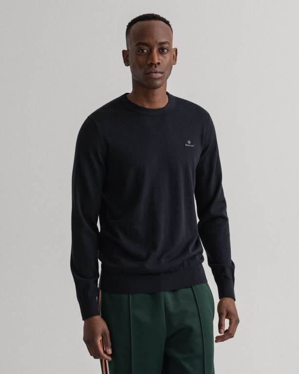 Jumpers Barbati Gant Bumbac Cashmere Crew Neck Negrii | DzIDPtjFgnf
