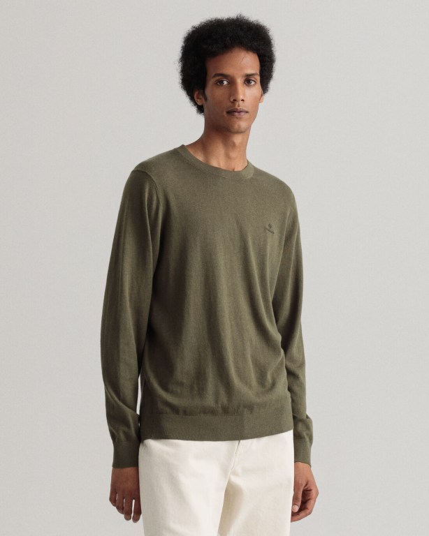 Jumpers Barbati Gant Bumbac Cashmere Crew Neck Verzi | aS9hXFwlpaf