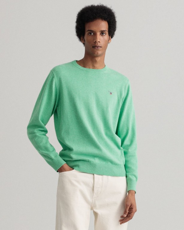 Jumpers Barbati Gant Clasici Bumbac Crew Neck Verzi | e4n00YdjnO2