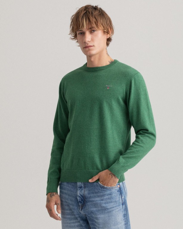 Jumpers Barbati Gant Clasici Bumbac Crew Neck Verzi | ufo6Vi9w0M4