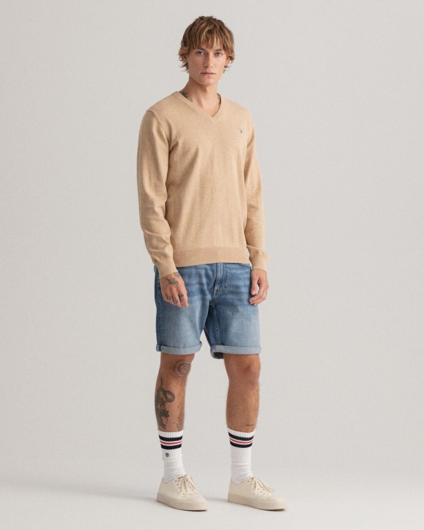 Pantaloni Scurti Barbati Gant Arley Regular Fit Jean Albastri | dsp6NUOQqwE