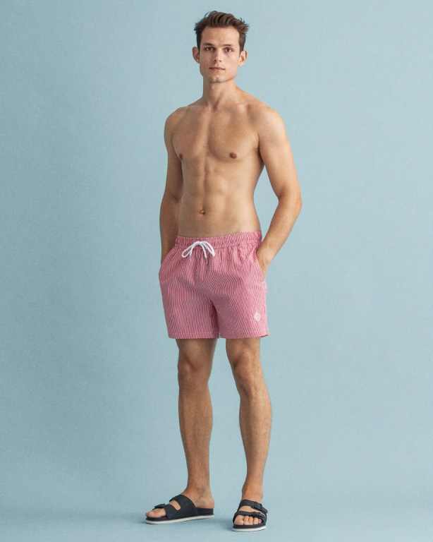 Pantaloni Scurti Barbati Gant Clasici Fit Seersucker Swim Rosii Deschis | esT0YLNnomg