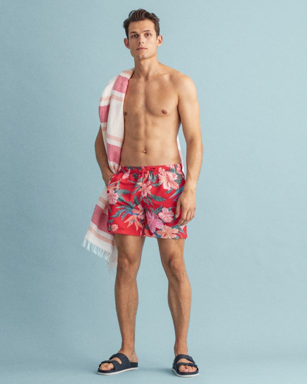 Pantaloni Scurti Barbati Gant Clasici Fit Tropical Print Swim Rosii Deschis | ko3n4JMhYge