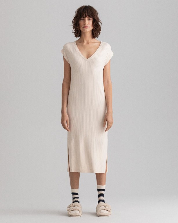 Rochie Dama Gant Detail Slit Jersey Albi | r5MFY201oAx