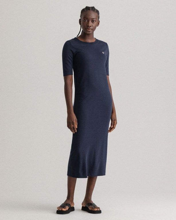 Rochie Dama Gant Icon G Jersey Albastri | Hh7cVtgmXPp