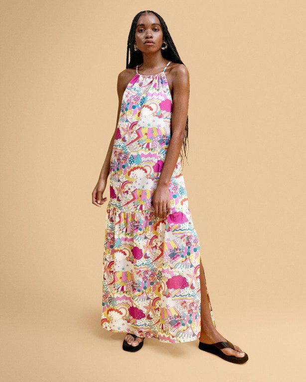 Rochie Dama Gant Printed Curea Maxi Albi | rzrYILvpAar