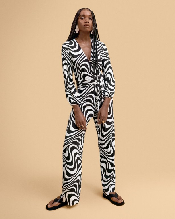 Rochie Dama Gant Printed Wrap Jumpsuit Albi | tWOTqkWUQvc