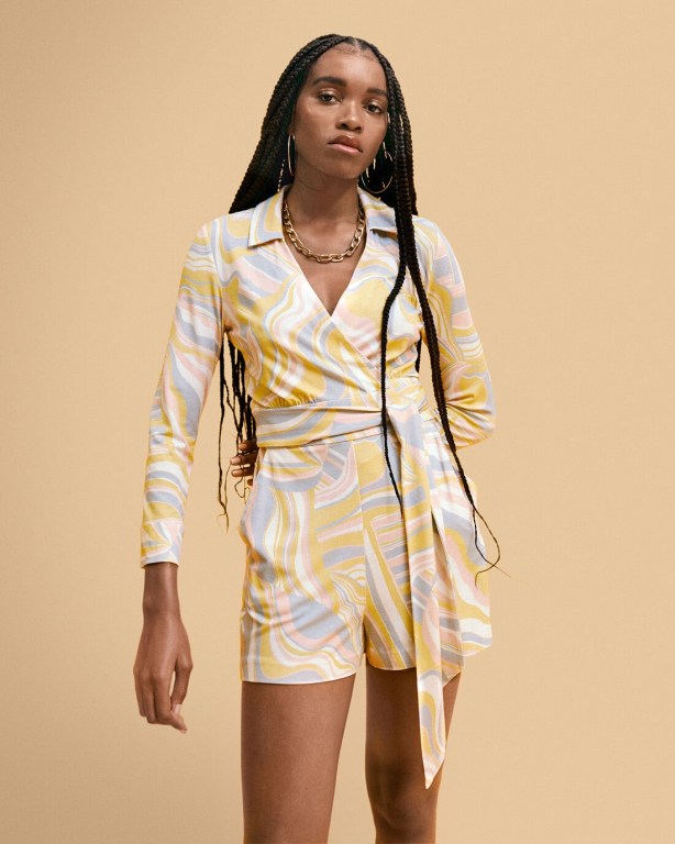 Rochie Dama Gant Printed Wrap Playsuit Roz | Ji5zRU3QtkH