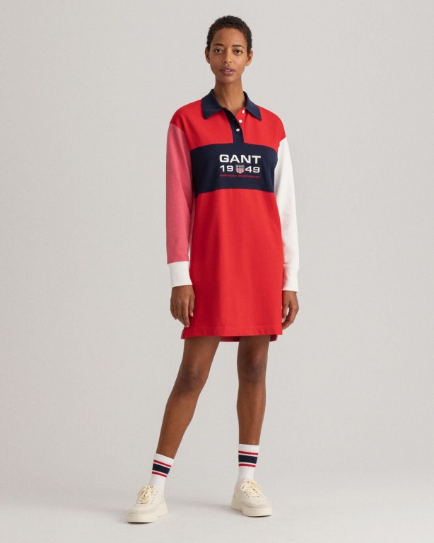 Rochie Dama Gant Retro Shield Rugger Rosii Deschis | EyZQmNavk1m