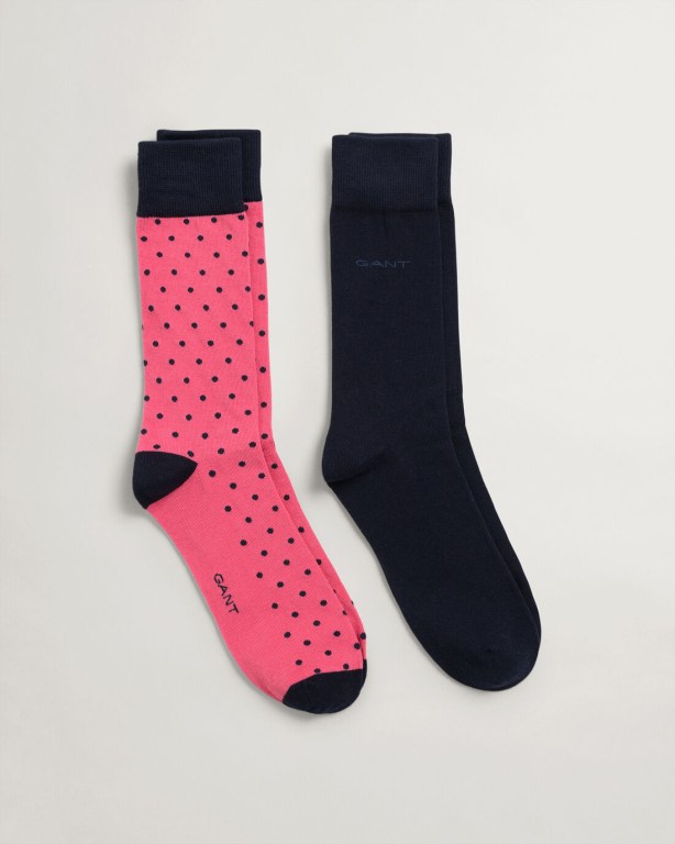 Sosete Barbati Gant 2-Pack Solid & Dot Roz | Bc0Lu1uA6Po