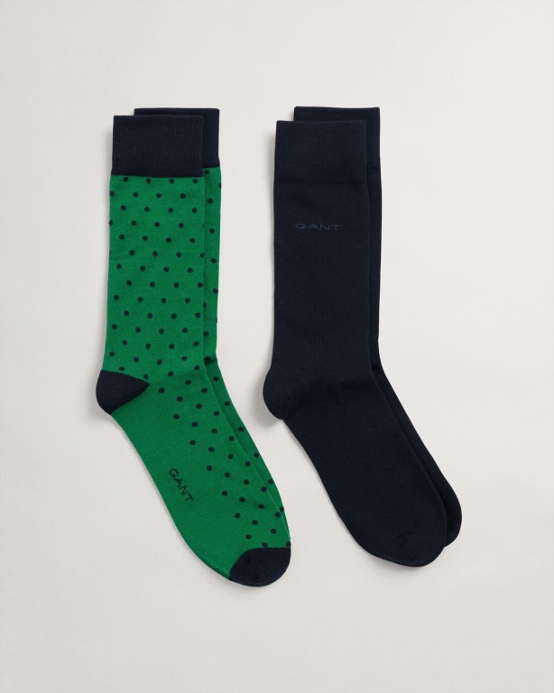 Sosete Barbati Gant 2-Pack Solid & Dot Verzi | QxHNUa4lVz9