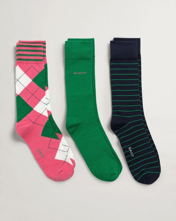 Sosete Barbati Gant 3-Pack Argyle with Gift Box Roz | 2EyO1nIIUUx