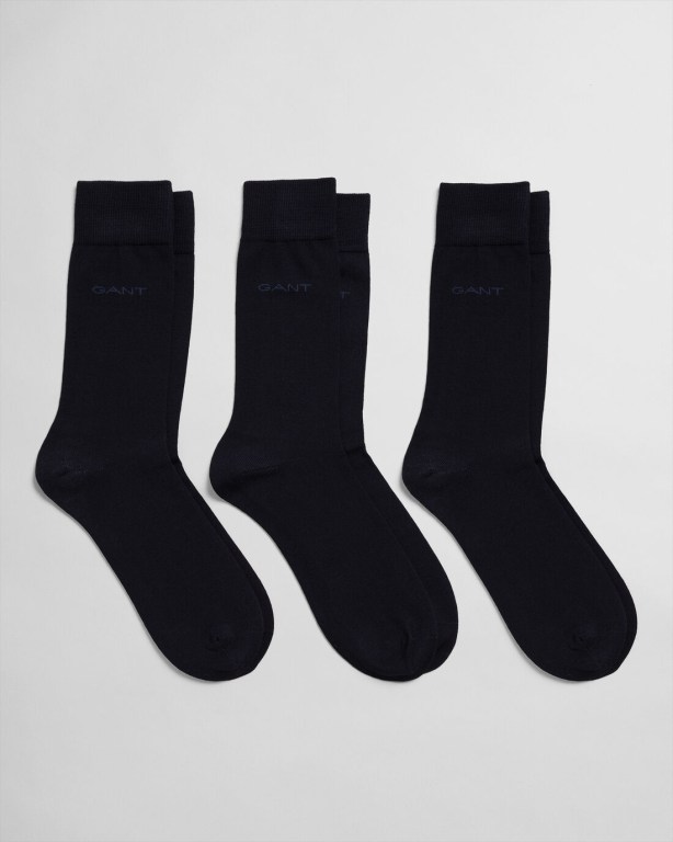 Sosete Barbati Gant 3-Pack Mercerized Bumbac Albastri Inchis | iZnQmU7k82x